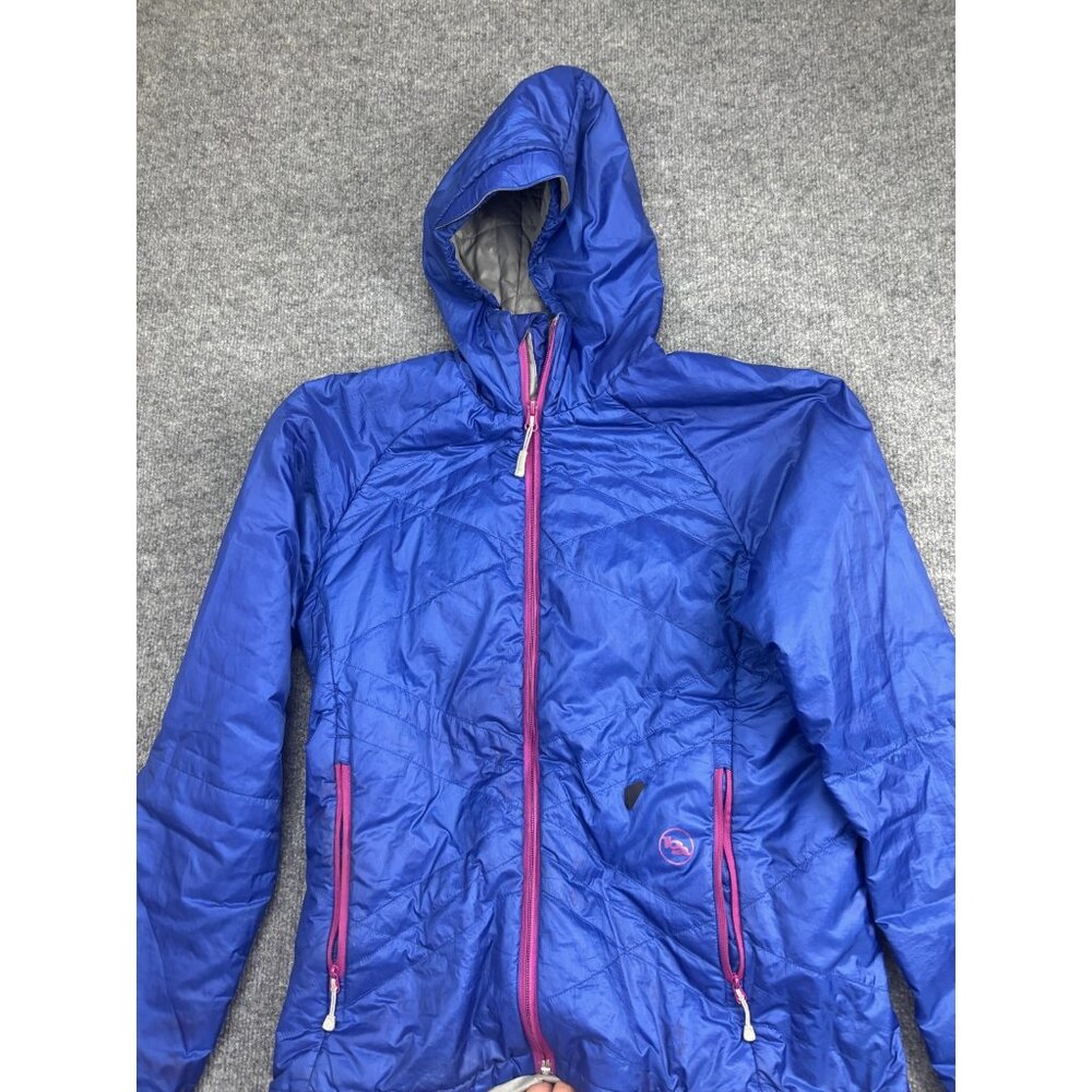 Big Agnes Yarmony Hooded Jacket Womens Medium Blue Insulated Full Zip Hiking
